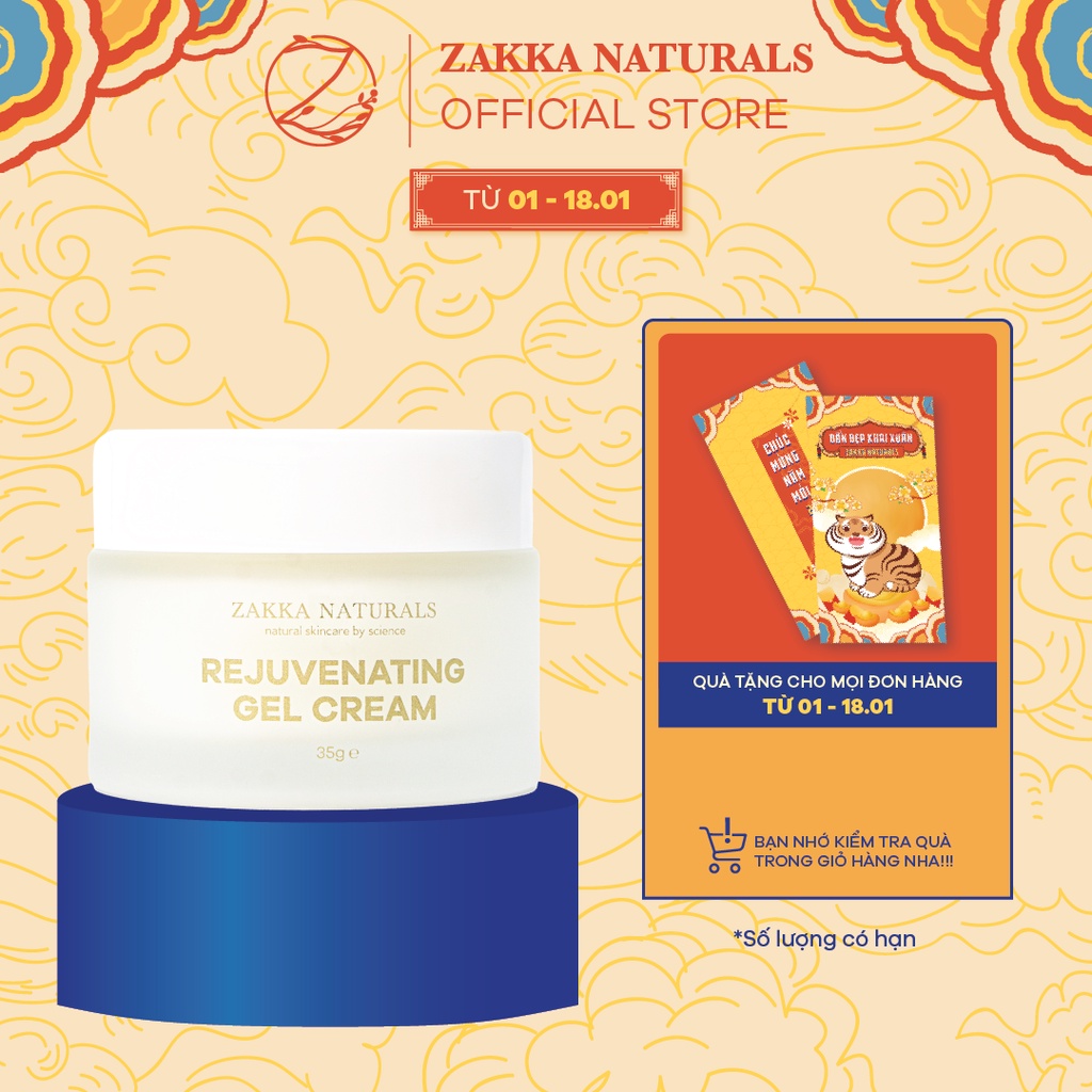 Gel Kem Dưỡng B5 Zakka Naturals Phục Hồi, Tái Tạo Da Lành Tính Rejuvenating Herbal Oil Free Gel Cream 35g