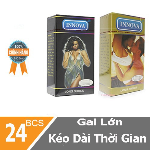 [Tiết Kiệm] Bộ 2 hộp 24 chiếc bao cao su Innova vàng và Innova đen, hộp 12 cái