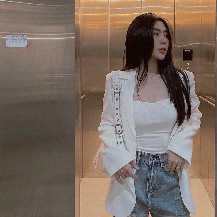 Áo khoác blazer nữ dài tay 2 lớp chất dày dặn