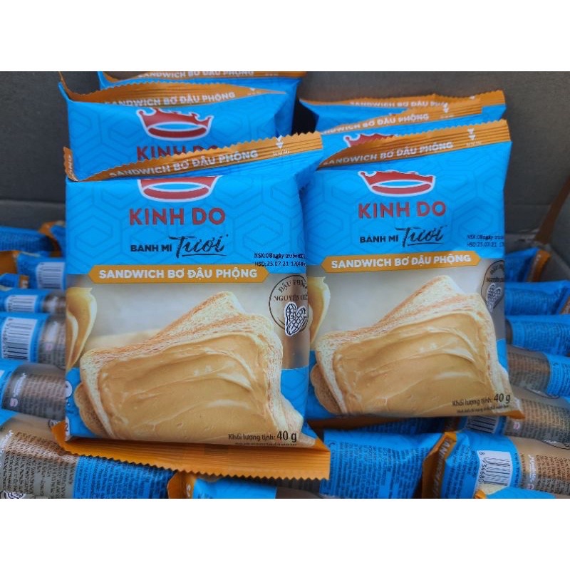 COMBO 10 CÁI BÁNH MÌ TƯƠI SANDWICH BƠ ĐẬU PHỘNG KINH ĐÔ HSD:7-9 NGÀY