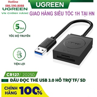 Đầu đọc thẻ nhớ microsd/tf chuẩn usb 3.0 ugreen 20250 - bảo hành chính hãng 18 tháng