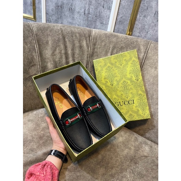 Giày lười da nam khoá vàng truyền thống cao cấp - Giày moca học sinh