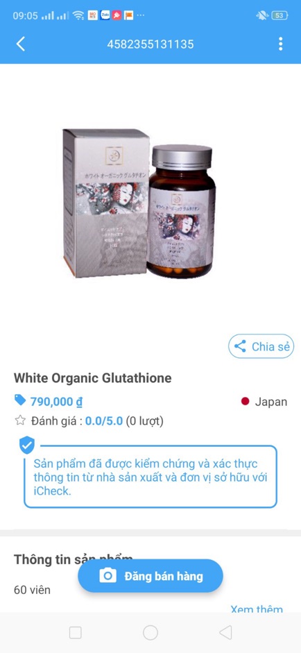 Viên uống trắng da White Organic Glutathione 500mg | BigBuy360 - bigbuy360.vn
