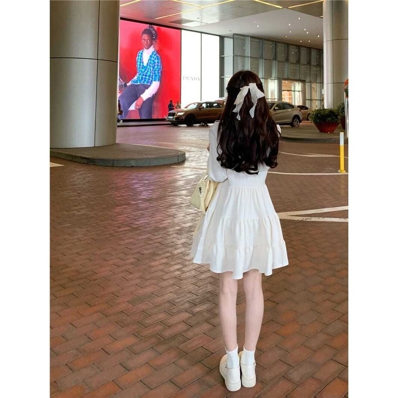 Đầm Tay Dài Cổ Chữ V Nhấn Eo Phong Cách Retro Kiểu Pháp Thời Trang Thu Đông Mới Cho Nữ