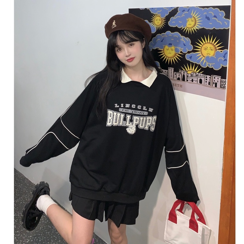 Áo Thun Polo Tay Dài Dáng Rộng In Chữ Thời Trang Cho Nữ | BigBuy360 - bigbuy360.vn