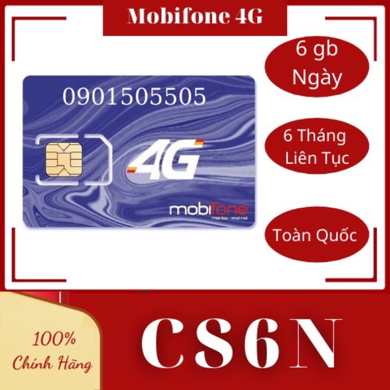 Sim 4g Mobifone CS6N MAX DATA, TỐC ĐỘ CAO, SỬ SỤNG 6 THÁNG KHÔNG CẦN NẠP TIỀN 6g/ngày 180g/ tháng