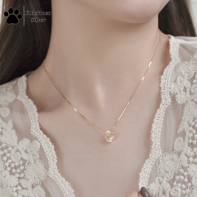 Dây chuyền thiên nga swan đá pha lê 100% bạc s925-Blackmeo