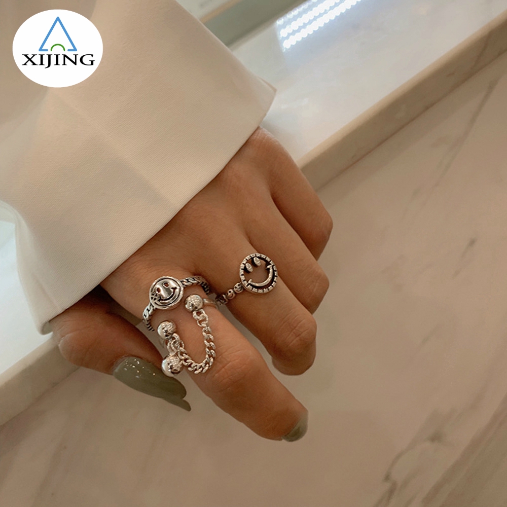 Nhẫn Thời Trang Hình Mặt Cười Phong Cách Retro