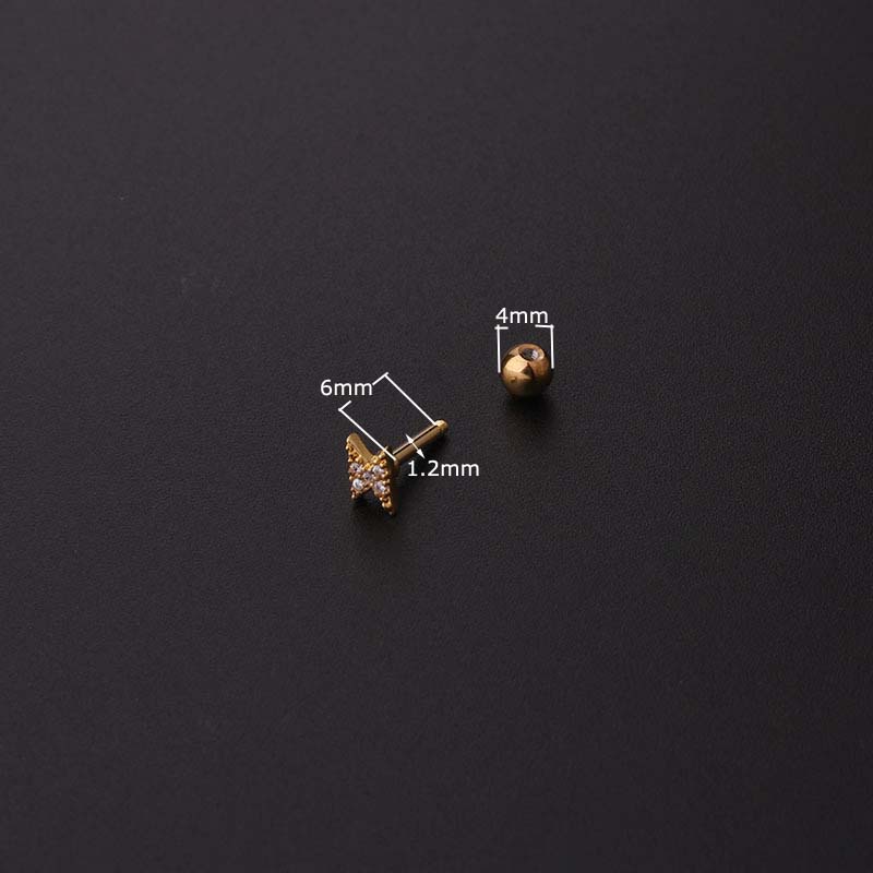 Khuyên Tai Hình Trái Tim / Bướm / Lá 16 Gauge Bằng Thép Không Gỉ Thời Trang