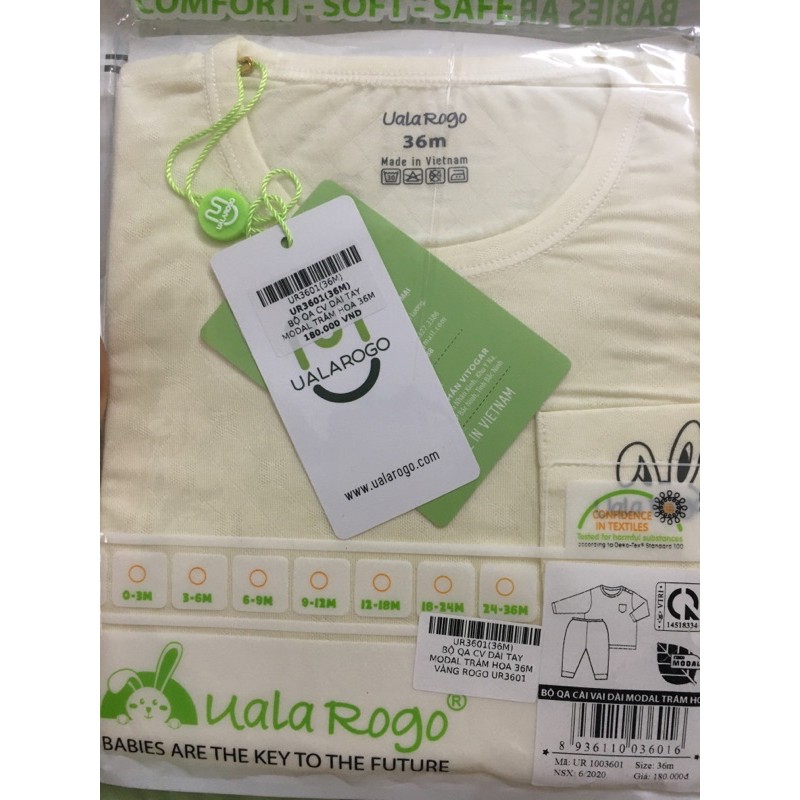 UALAROGO Bộ dài tay CV Modal trám hoa