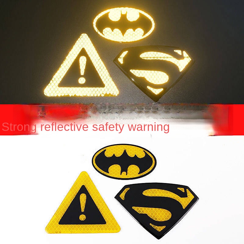 Car Electric Car Reflective Sticker Warning Label Triangle Stickers Bat Motorcycle Modified Electric Car Reflective Sticker Paper car accessories fAsR