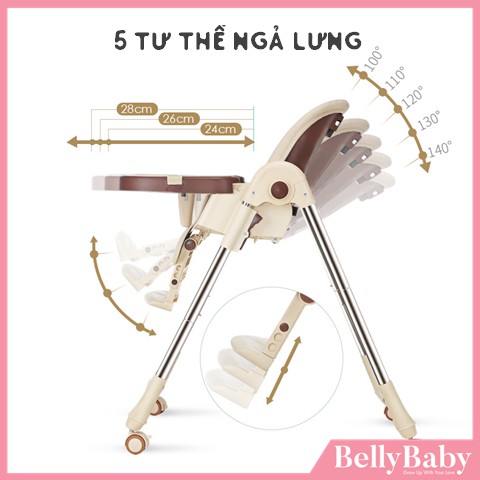 Ghế Ăn Dặm Cao Cấp Trang Bị Bánh Xe, Điều Chỉnh Tư Thế Đa Dạng BellyBaby Lux01