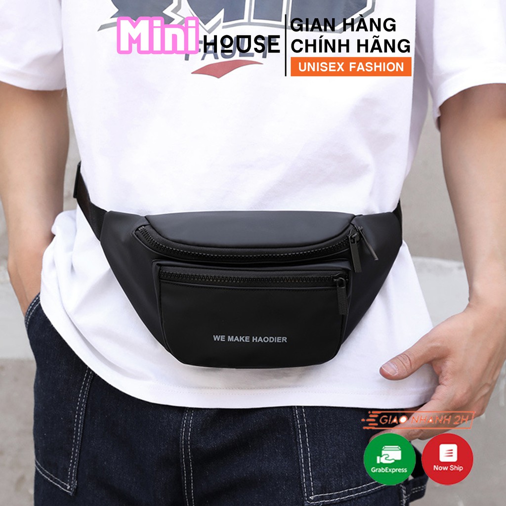Túi bao tử nam Haodier đeo chéo ZAMAC vải dù trơn chống thấm nước ZT9 | BigBuy360 - bigbuy360.vn