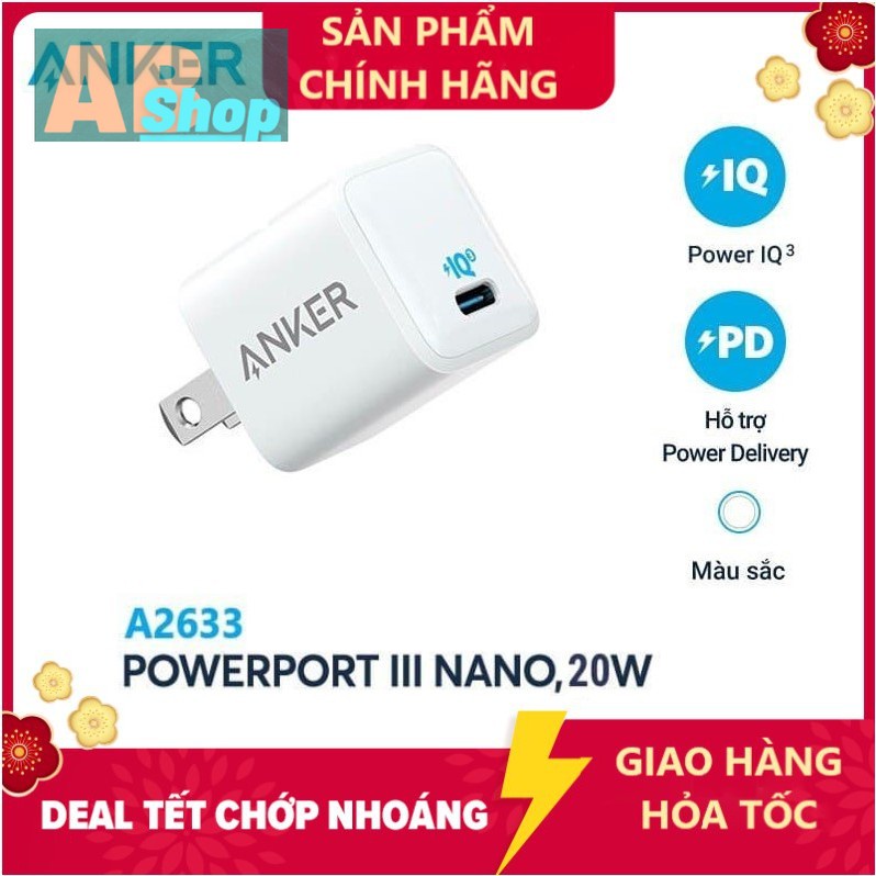 Anker Nano  - Sạc USB-C 20W siêu nhỏ siêu nhanh dành cho iPhone