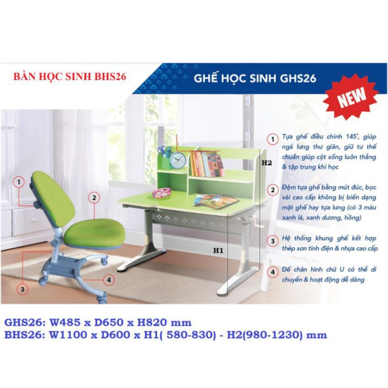 Ghế học sinh mút đúc cao cấp Hòa Phát GHS26