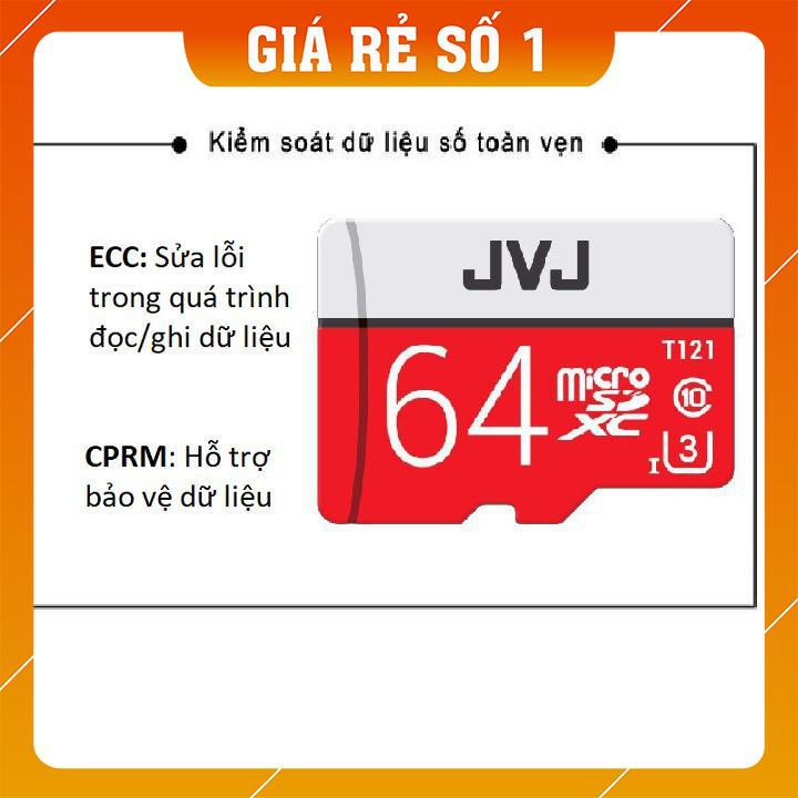 ⚡Giá Sập Sàn⚡ Thẻ nhớ 64G Pro JVJ U3 Class 10 – chuyên dụng cho CAMERA, BH 5 năm, 1 đổi 1