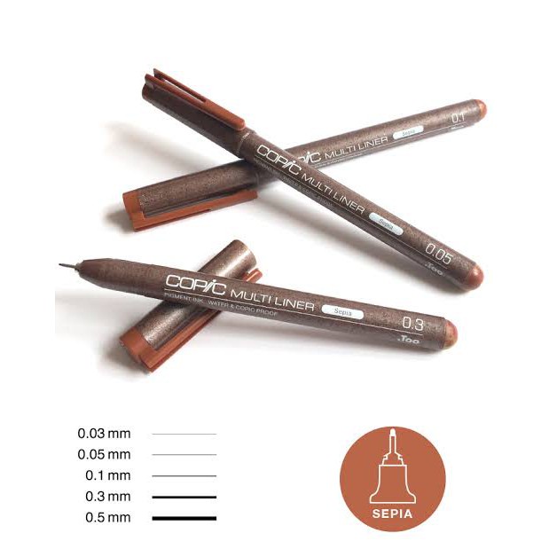 [phát minh] Bút line đi nét Copic Multiliner mầu Đen -Sepia