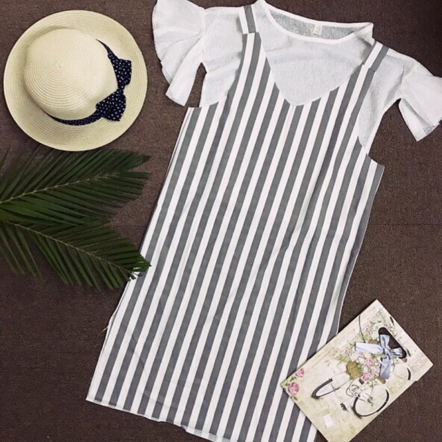 Set váy yếm kẻ