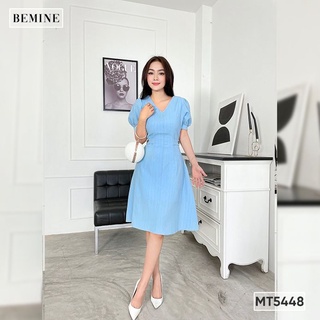 Đầm cổ V eo đính nút BEMINE MT5448XANH