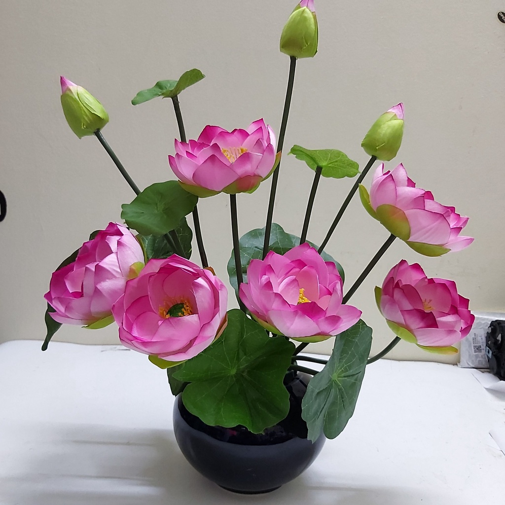 Hoa giả, hoa sen cung đình siêu đẹp cao 60cm