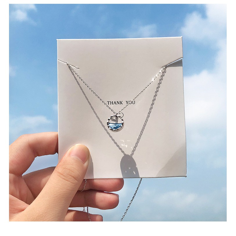 vòng cổ Mạ Bạc 925 Mặt Hình Giọt Nước Đính Đá B529