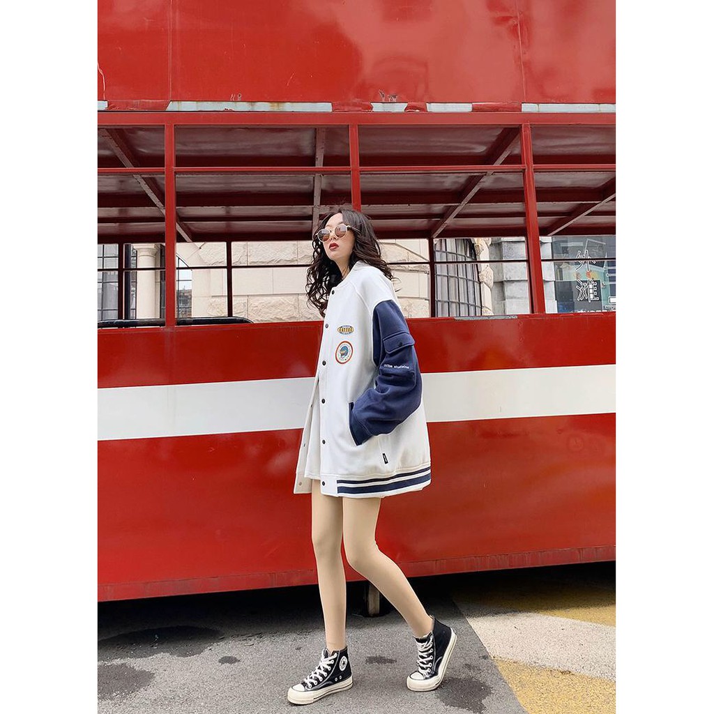 ÁO KHOÁC NỈ BOMBER TÚI HỘP TAY CATTEE Unisex CHẤT nỉ ngoại dày đẹp - ÁO BOMBER RAGLAN TRẮNG XANH | BigBuy360 - bigbuy360.vn