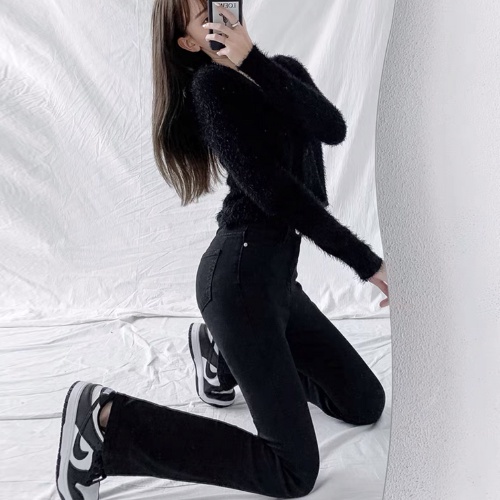 Quần jean nữ ống loe lưng cao dáng ôm , Skinny quần bò nữ cạp cao ống đứng loe ống nhẹ phong cách hàn quốc