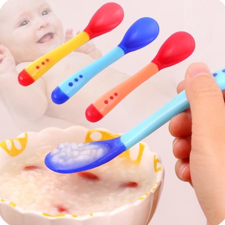 Thìa Muỗng Silicon Báo Nóng Cho Bé Ăn Dặm
