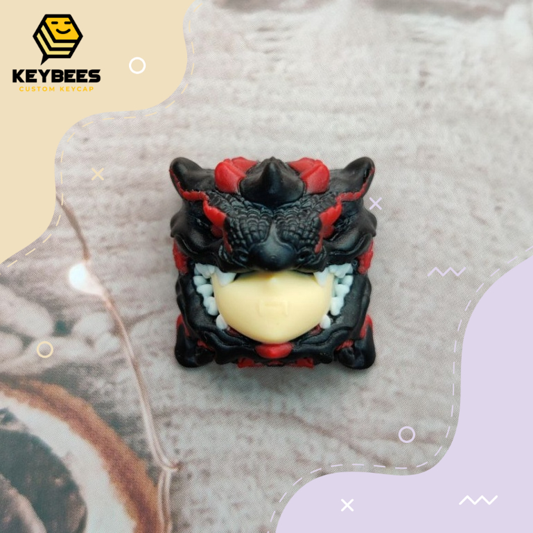Artisan Keycap - Nút bàn phím cơ resin handmade Dragon Knight Đen Đỏ