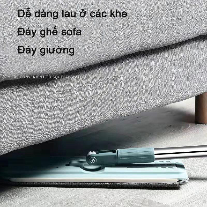 Cây lau nhà, bộ chổi lau nhà tự vắt thông minh 2 ngăn 360 độ (Kèm 2 tấm thảm lau)