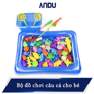 Đồ Chơi Bể Phao Câu Cá Vui Nhộn Cho Bé, Bộ Đồ Chơi Câu Cá Chất Liệu Nhựa An Toàn