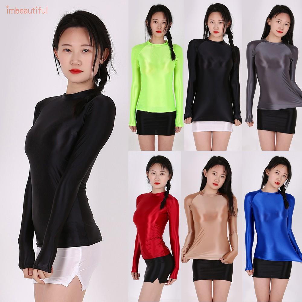 Women \ 'thin oil shiny corset women's Yoga shiny gym shiny