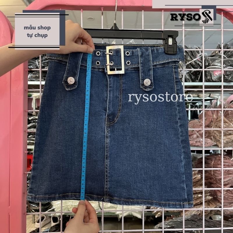 Chân váy jean chữ a phối kèm dây nịt cao cấp phong cách đường phố thu hút dáng ôm cao cấp