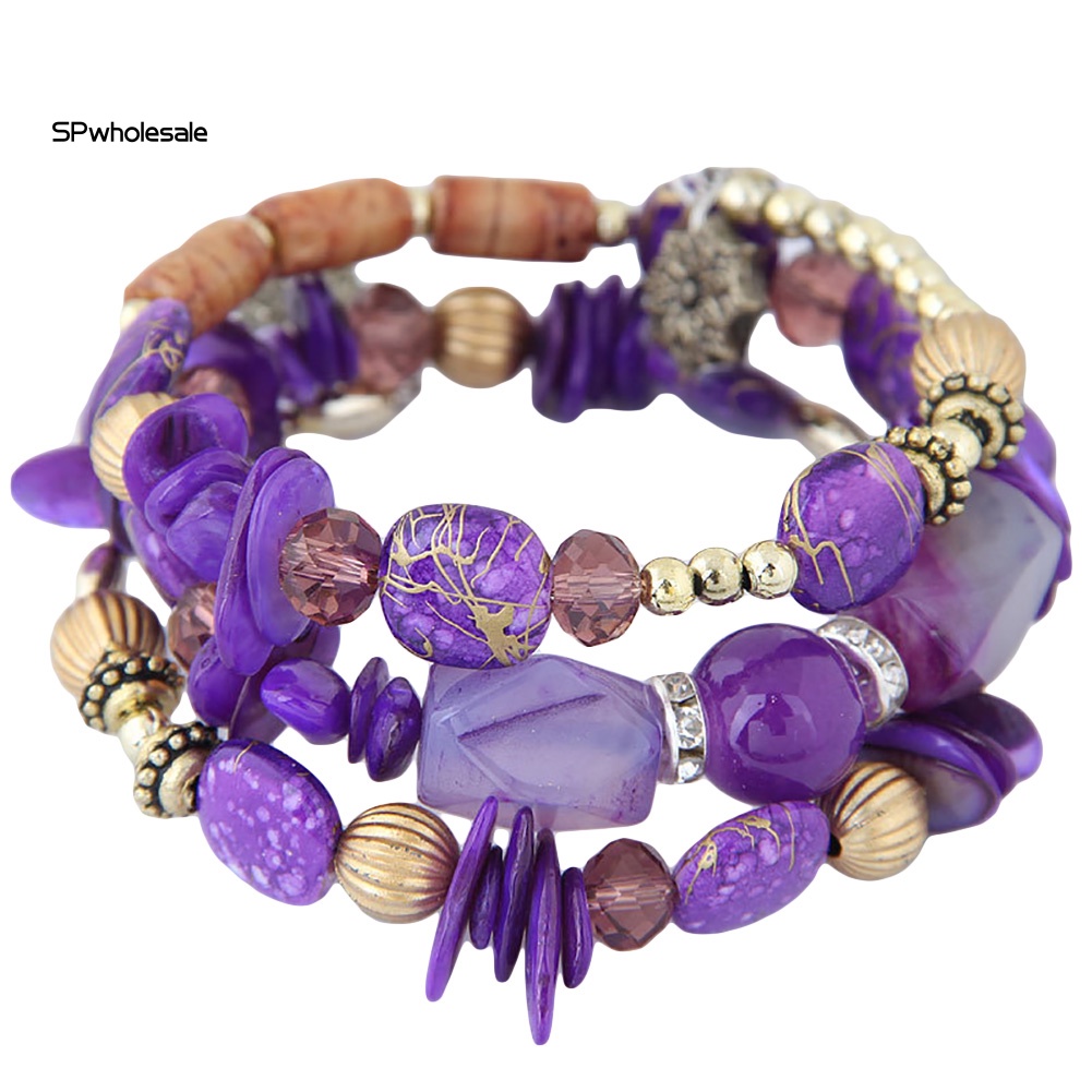 {SPwholesale} Vòng Tay Chuỗi Hạt Đá Tự Nhiên Nhiều Lớp Có Thể Điều Chỉnh Phong Cách Retro Cho Nữ