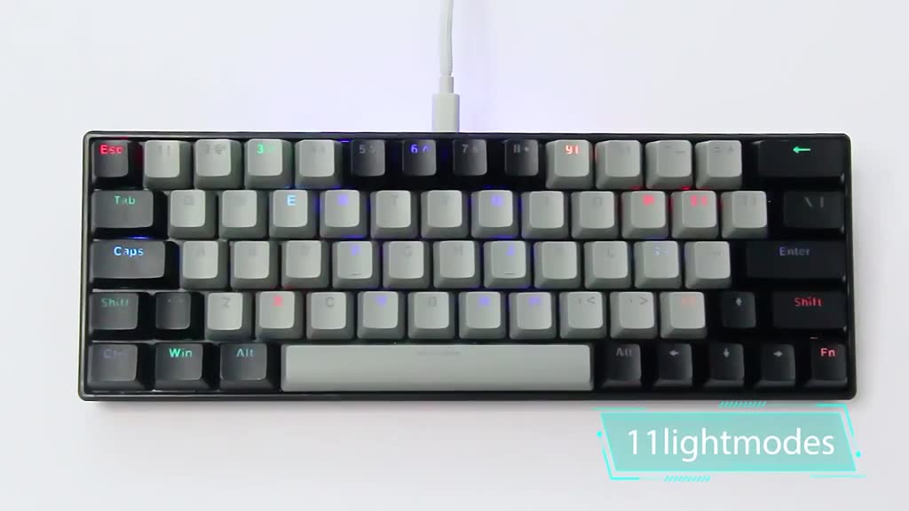 Bàn phím cơ KA6406 led RGB nhiều chế độ, red/blue switch nhỏ gọn tiện dụng sử dụng nhiều thiết bị | BigBuy360 - bigbuy360.vn