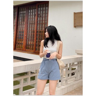 Quần short thô cạp cao thắt nơ eo (Ảnh thật)