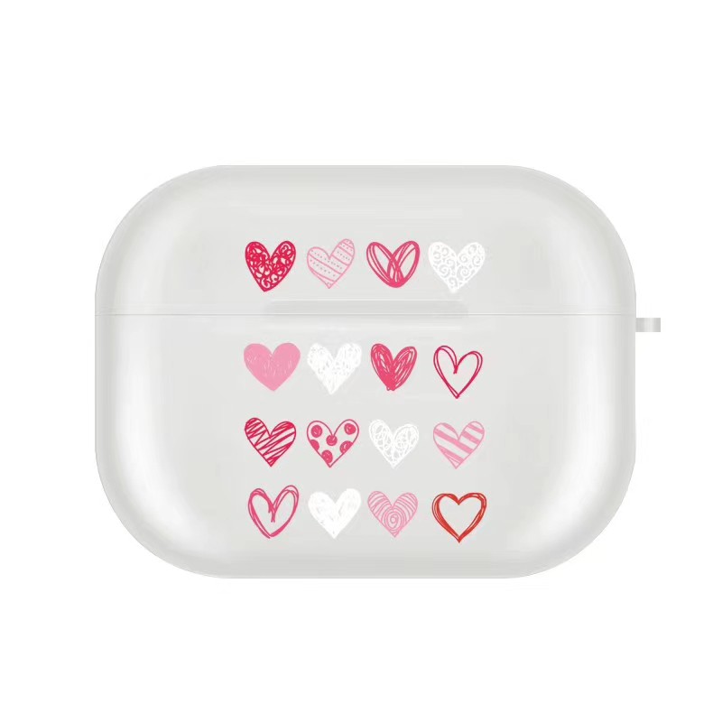 Vỏ bảo vệ hộp đựng sạc tai nghe Airpods Pro/1/2 bằng silicon nhám in hình tim đơn giản xinh xắn