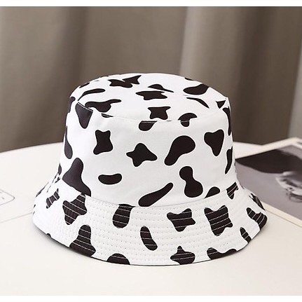 Mũ bucket bò sữa ❤️ Nón vành tròn hoạ tiết trắng đen phong cách Ulzzang form unisex nam nữ