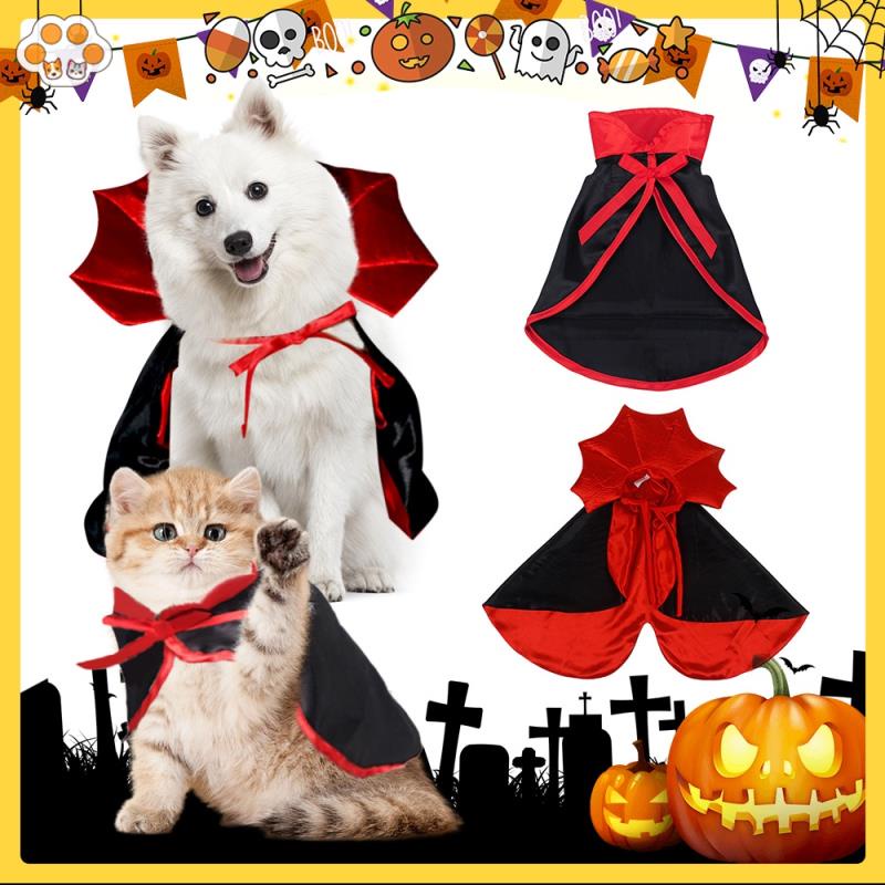 Halloween cat dog cape trang phục áo choàng cho thú cưng màu đỏ &amp; đen cho halloween trang phục giáng sinh hóa trang cho chó nhỏ và mèo đồ dùng tiệc cosplay happytime