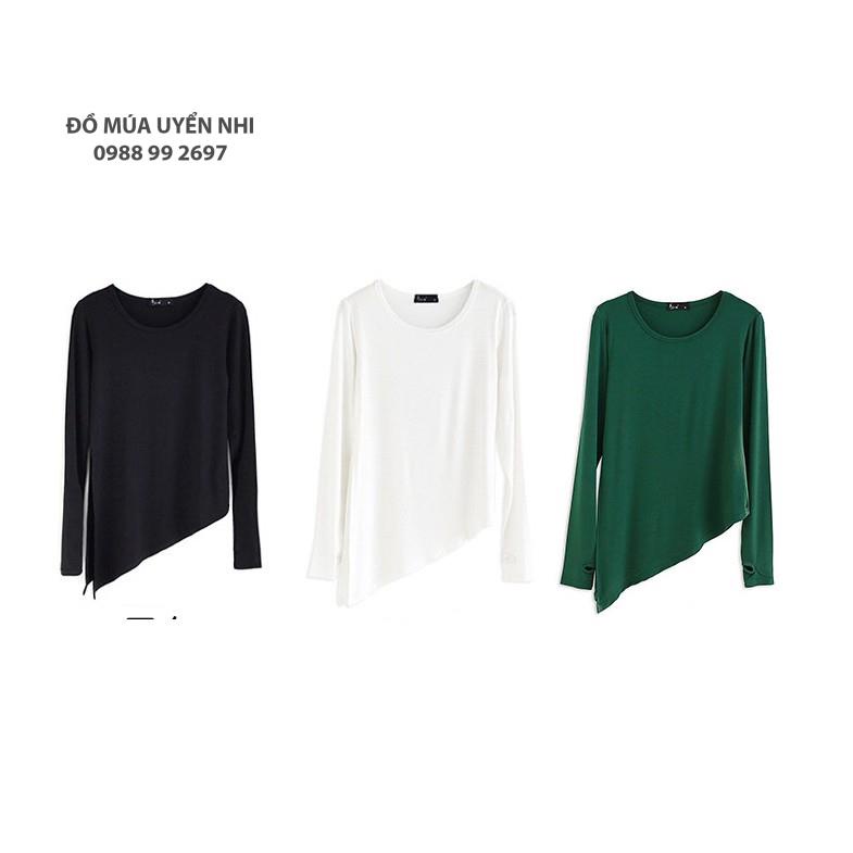 Áo tập múa xẻ tà dài tay xỏ ngón  - Đồ Múa Bảo Châu