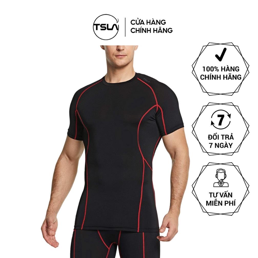 Áo thể thao nam ngắn tay TSLA chất vải co giãn 4 chiều bóng rổ tập gym chạy bộ bơi !
