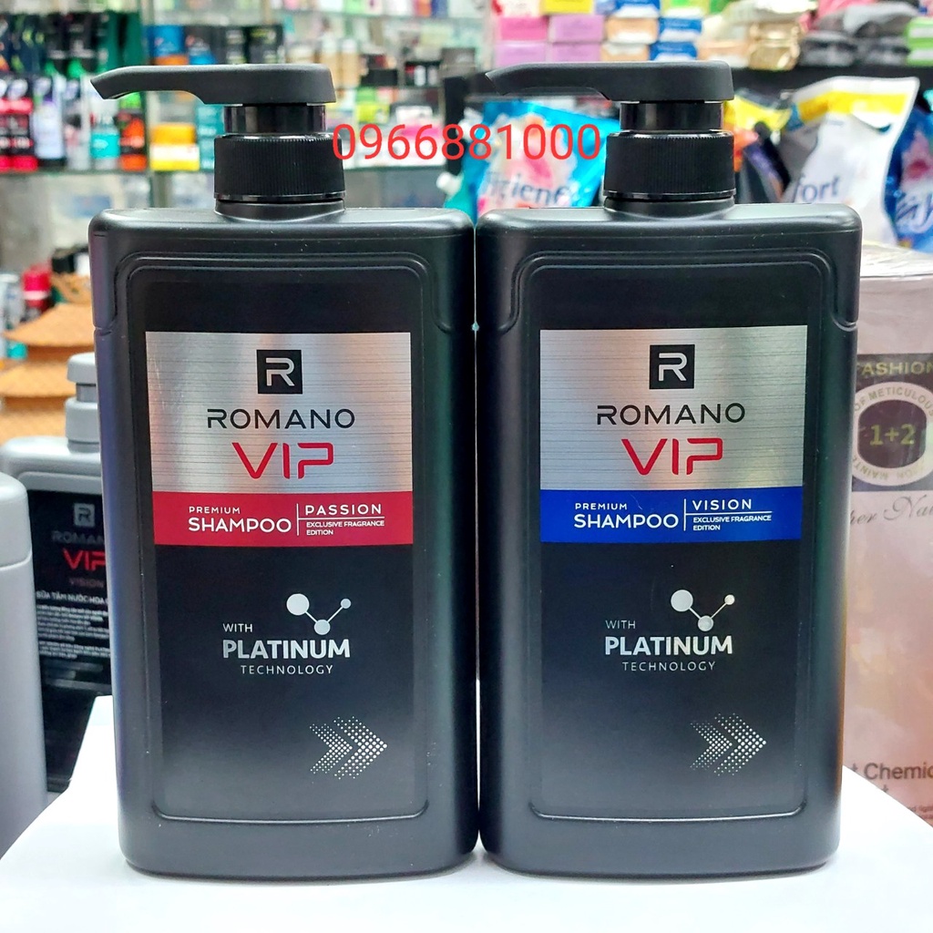 Romano VIP Dầu Gội 650ml Passion, Vision