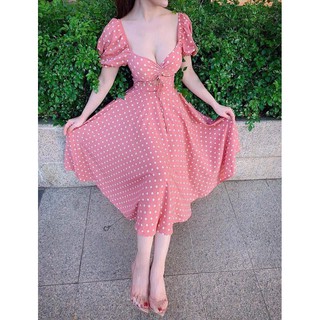ĐẦM MAXI VOAN BI DÂY RÚT TAY PHỒNG CUTE 19404