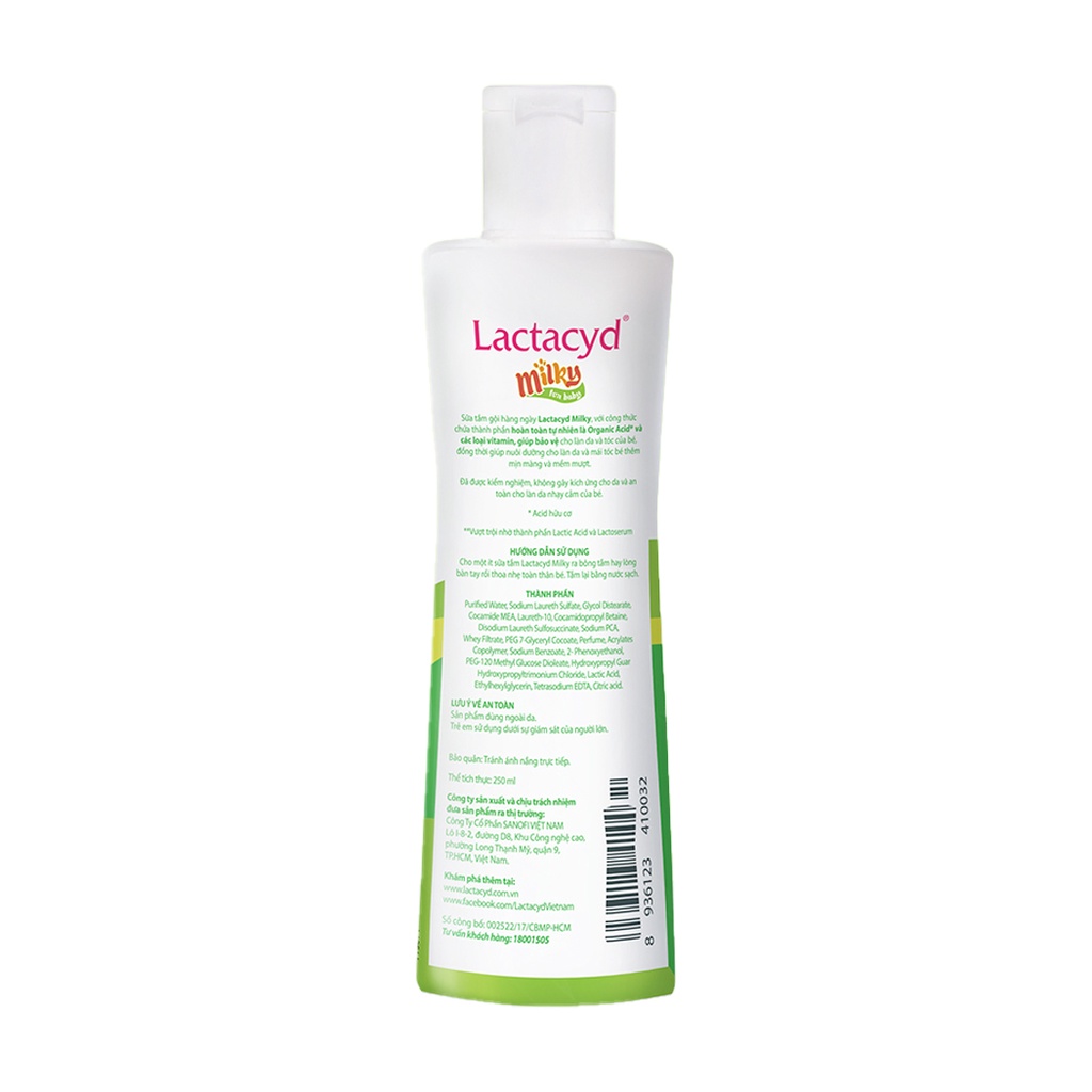 Sữa Tắm Lactacyd Cho Trẻ Sơ Sinh, Sữa Tắm Gội Lactacyd Milky 250ml (ảnh thật)