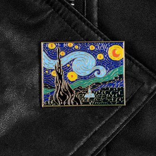 loica Mô hình bức tranh The Starry Night của Van Gogh dùng cài áo độc đáo