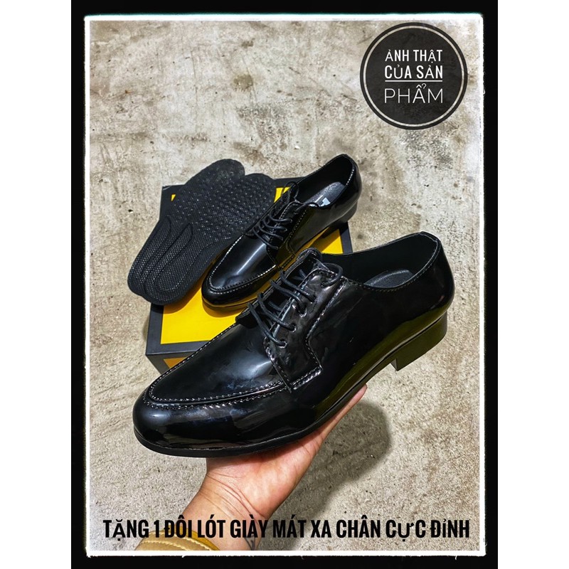 Giày tây nam công sở giá rẻ tăng chiều cao phong cách trẻ trung chất liệu da bóng đế cao su đúc - Mã GEA43