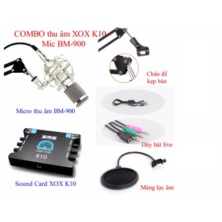 Bộ đầy đủ Mic thu âm wochai bm900 kèm tai nghe chụp xb450