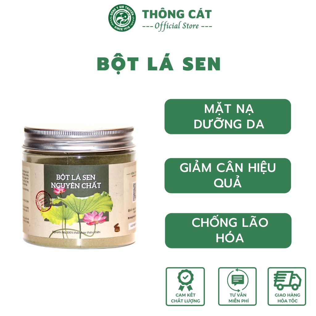 Bột lá sen nguyên chất Thông Cát HCM giúp giảm cân, giảm mỡ bụng, ngừa nám, tàn nhan, giảm mỡ máu, chống lão hóa da.
