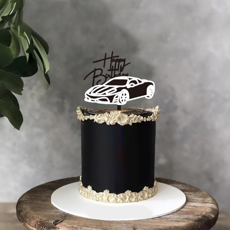 Phụ Kiện Trang Trí Bánh Kem Hình Chữ Happy Birthday Bằng Acrylic Màu Vàng / Bạc
