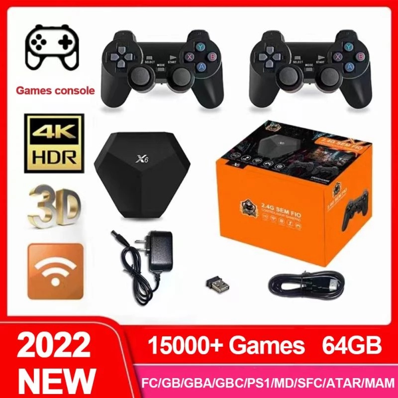 Máy Chơi Game Cầm Tay Không Dây X6 4K HD 15000 + / 10000 Trò Chơi Cổ Điển